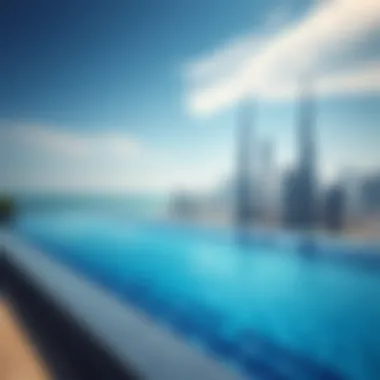 Infinity Pool with Dubai Skyline View Stunning infinity pool overlooking the Dubai skyline