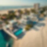 Aerial view of luxurious beachfront villas in Dubai