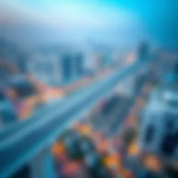 Aerial view of Dubai Metro Blue Line, showcasing its integration into the urban landscape