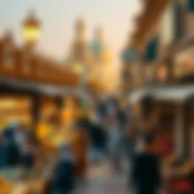Overview of the Bustling Gold Souq An overview of the bustling Gold Souq marketplace in Dubai