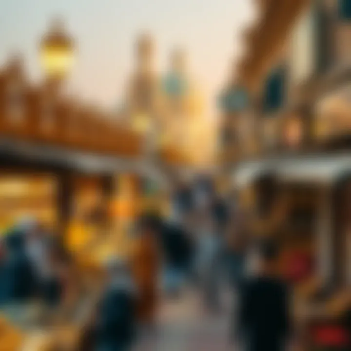 Overview of the Bustling Gold Souq An overview of the bustling Gold Souq marketplace in Dubai