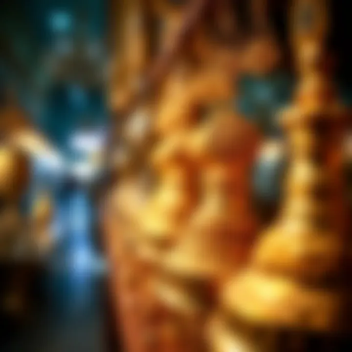Ornate Gold Artifacts Reflecting Culture Close-up of ornate gold artifacts reflecting the rich culture of Dubai
