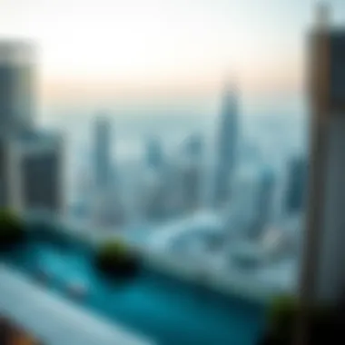 Skyline Serenity: Rooftop Views from SLS Hotel Dubai Panoramic view of the Dubai skyline from the rooftop