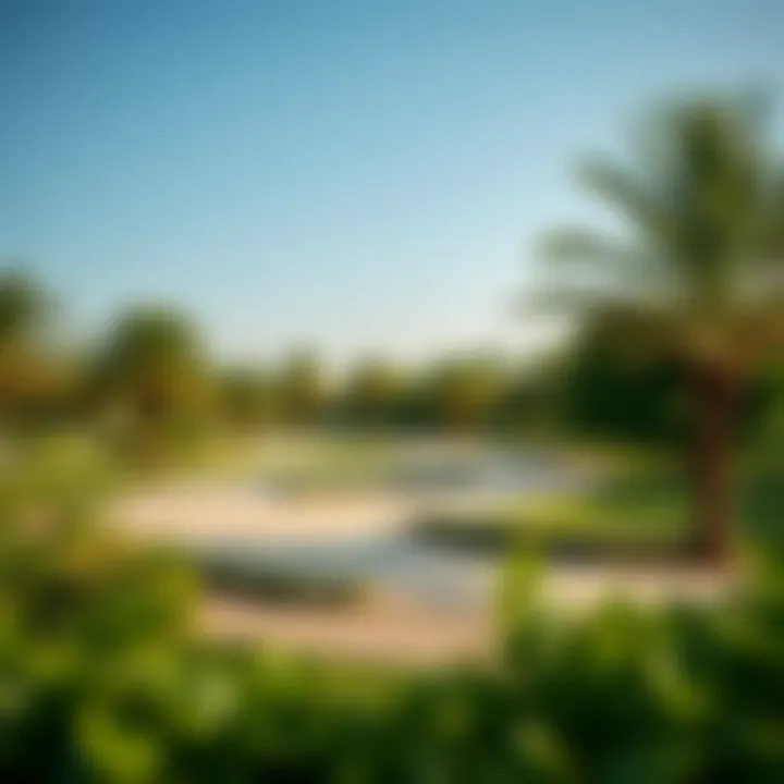 Serene Landscape of Khalifa City Park Serene landscape of Khalifa City park with lush greenery