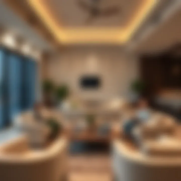 Family enjoying time in a beautiful villa living room