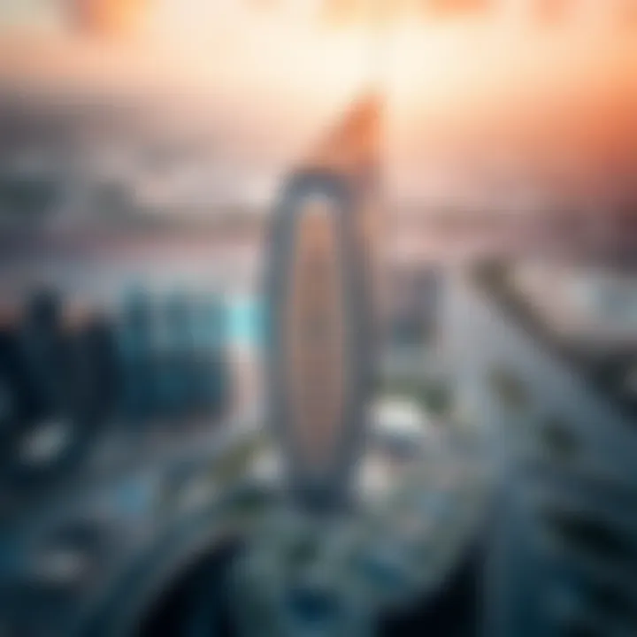 Aerial view of Fortune Executive Tower highlighting its unique architectural design