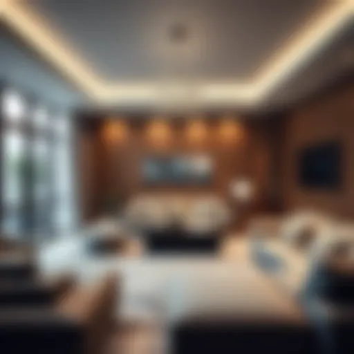 Luxurious living room showcasing contemporary furniture designs