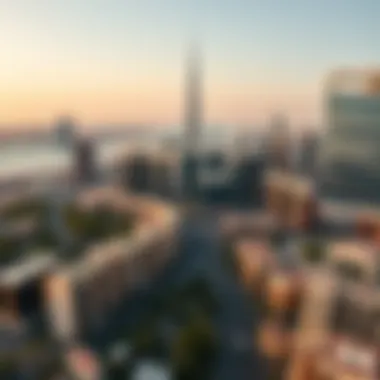 Aerial view of Jaddaf showcasing its dynamic skyline.