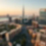 Aerial Perspective of Jaddaf Aerial view of Jaddaf showcasing its dynamic skyline.