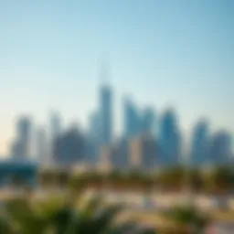 Stunning skyline of Meraas developments against a clear blue sky