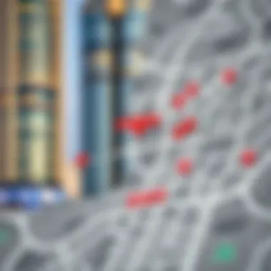 Map highlighting Emirates Post locations in Khalifa City