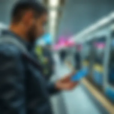 User interacting with NOL Card at Dubai metro station