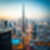 Aerial view of Dubai skyline showcasing iconic skyscrapers.