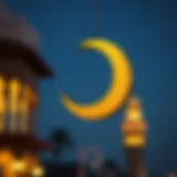 Golden crescent moon symbolizing Ramadan
