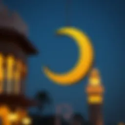 Golden crescent moon symbolizing Ramadan