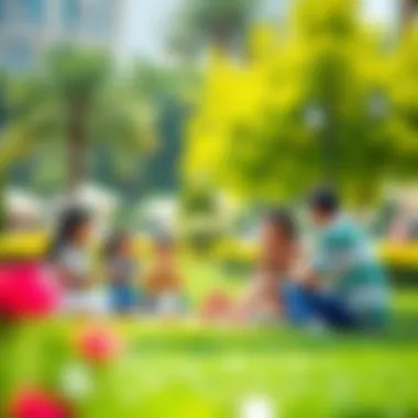 Family Enjoying a Picnic in a Vibrant Park Family enjoying a picnic in a vibrant park