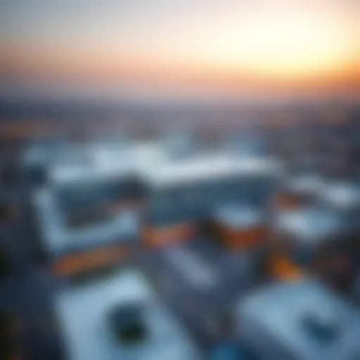 Aerial view of Sahara Healthcare City showcasing its modern architecture