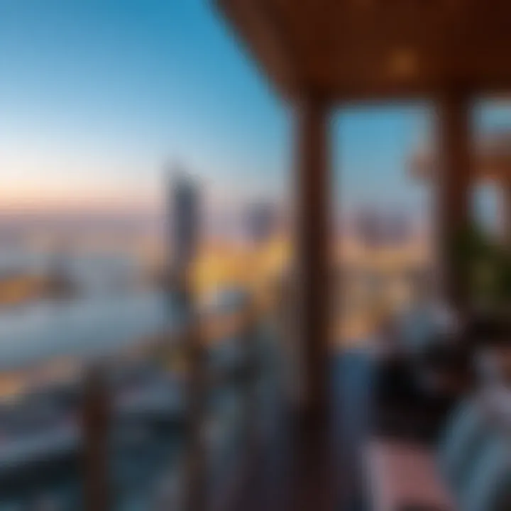 Panoramic view from a terrace in Serenia The Palm overlooking the Dubai skyline