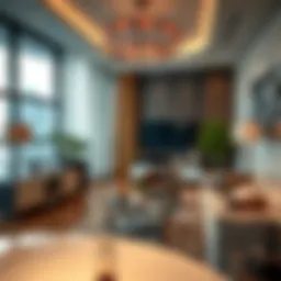 Luxurious serviced hotel apartment interior with modern furnishings