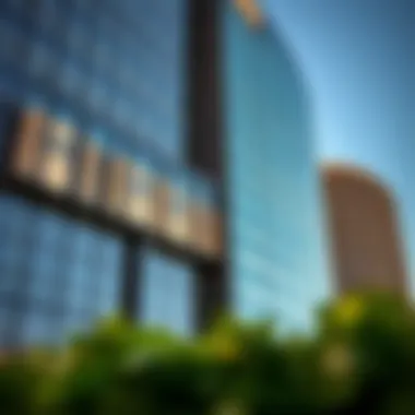 Close-up of a modern architectural facade on Sheikh Zayed Road