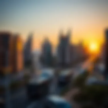 Sunset Panorama of Sheikh Zayed Road Panoramic view of Sheikh Zayed Road during sunset