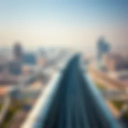 Aerial view of the Dubai Metro tracks weaving through the cityscape