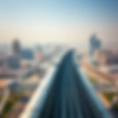 Aerial view of the Dubai Metro tracks weaving through the cityscape