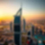 Aerial view of الخليج التجاري showcasing modern architecture and skyline