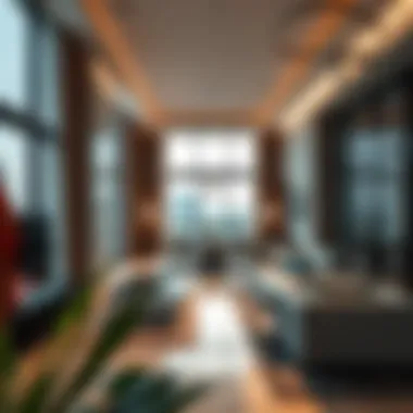 Modern interiors of a residential unit showcasing contemporary design and spacious layout