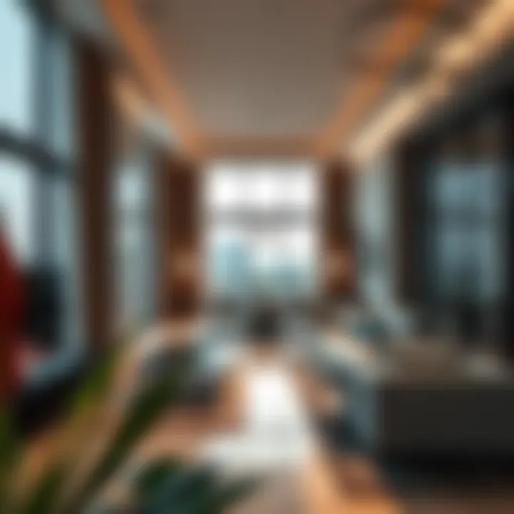 Modern interiors of a residential unit showcasing contemporary design and spacious layout