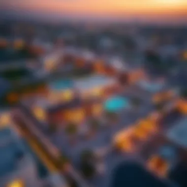 An aerial view of a villa community in Dubai with stunning landscapes