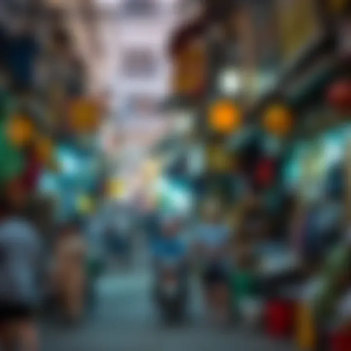 Vibrant street scene in الرميلة depicting local life and commerce