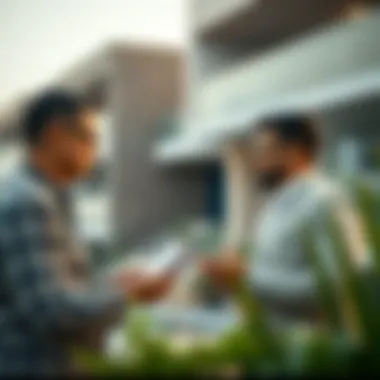 Landlord and tenant discussing rental agreement