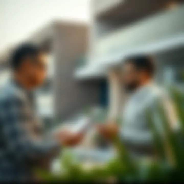 Landlord and tenant discussing rental agreement