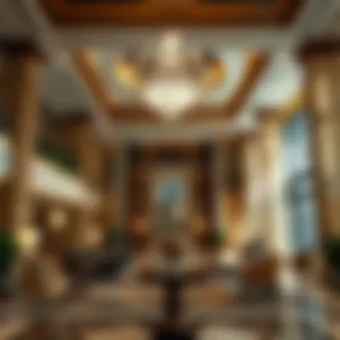 A luxurious hotel lobby in Dubai showcasing opulence