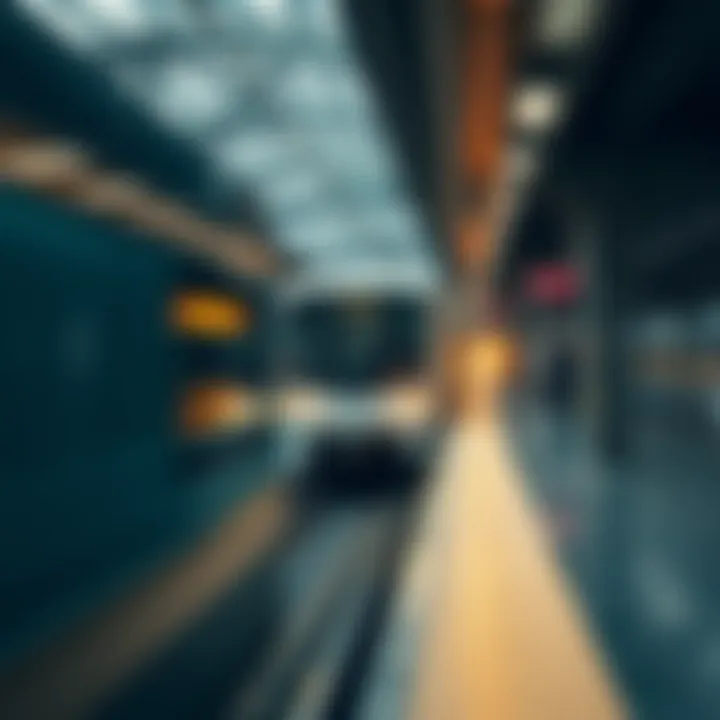 Metro Train at Peak Hours Metro train arriving at a station during peak hours