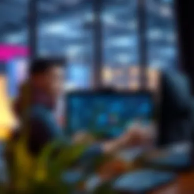 Users analyzing data on a computer